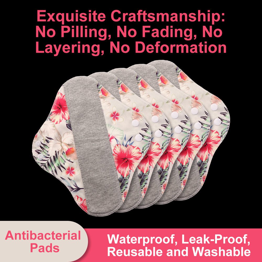 Cloth Pad Reusable - 5Pcs Graphene Reusable Sanitary Pads 23CM