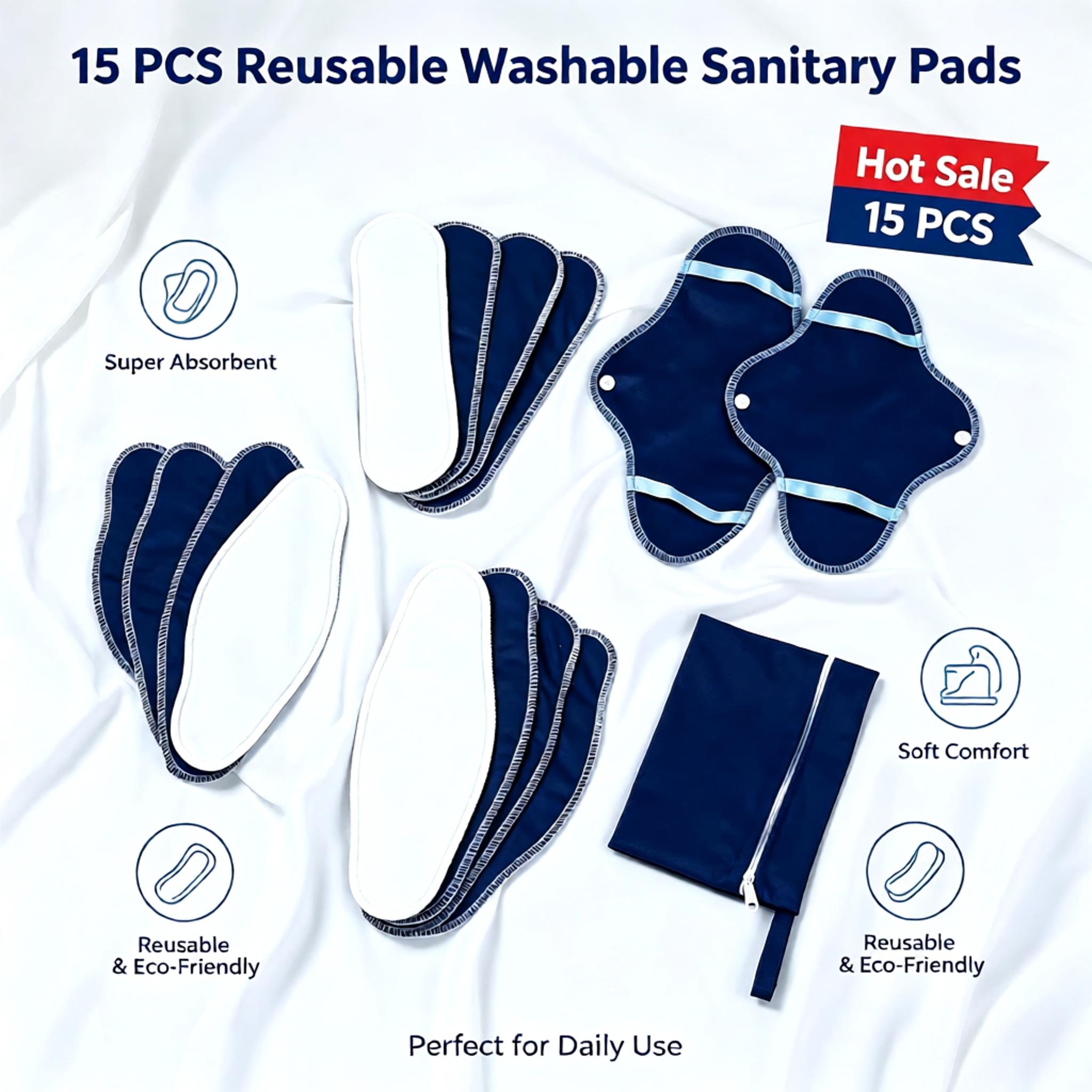 15Pc Reusable Washable Cloth S - огляд і ціна Cloth Pad Reusable